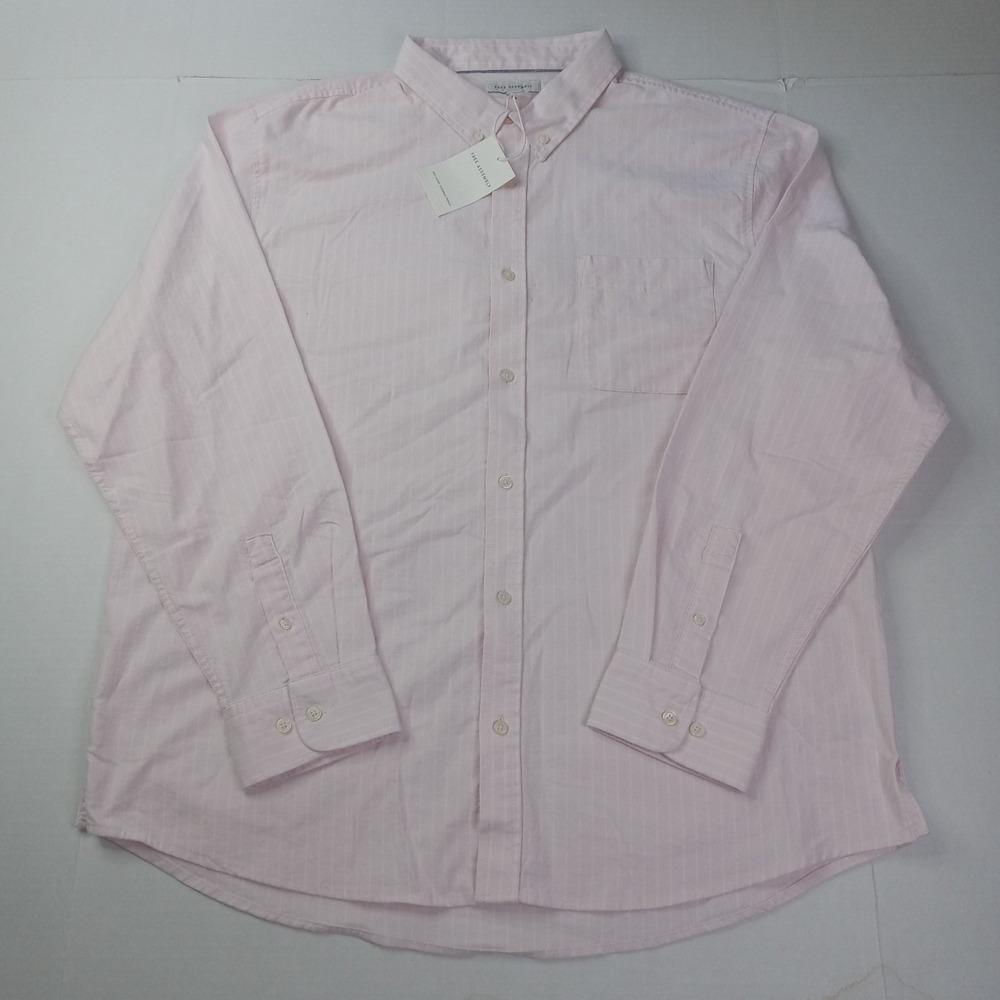 Free Assembly Falls Oxford Shirt Men's Size 2XL Pink White Striped Button Down